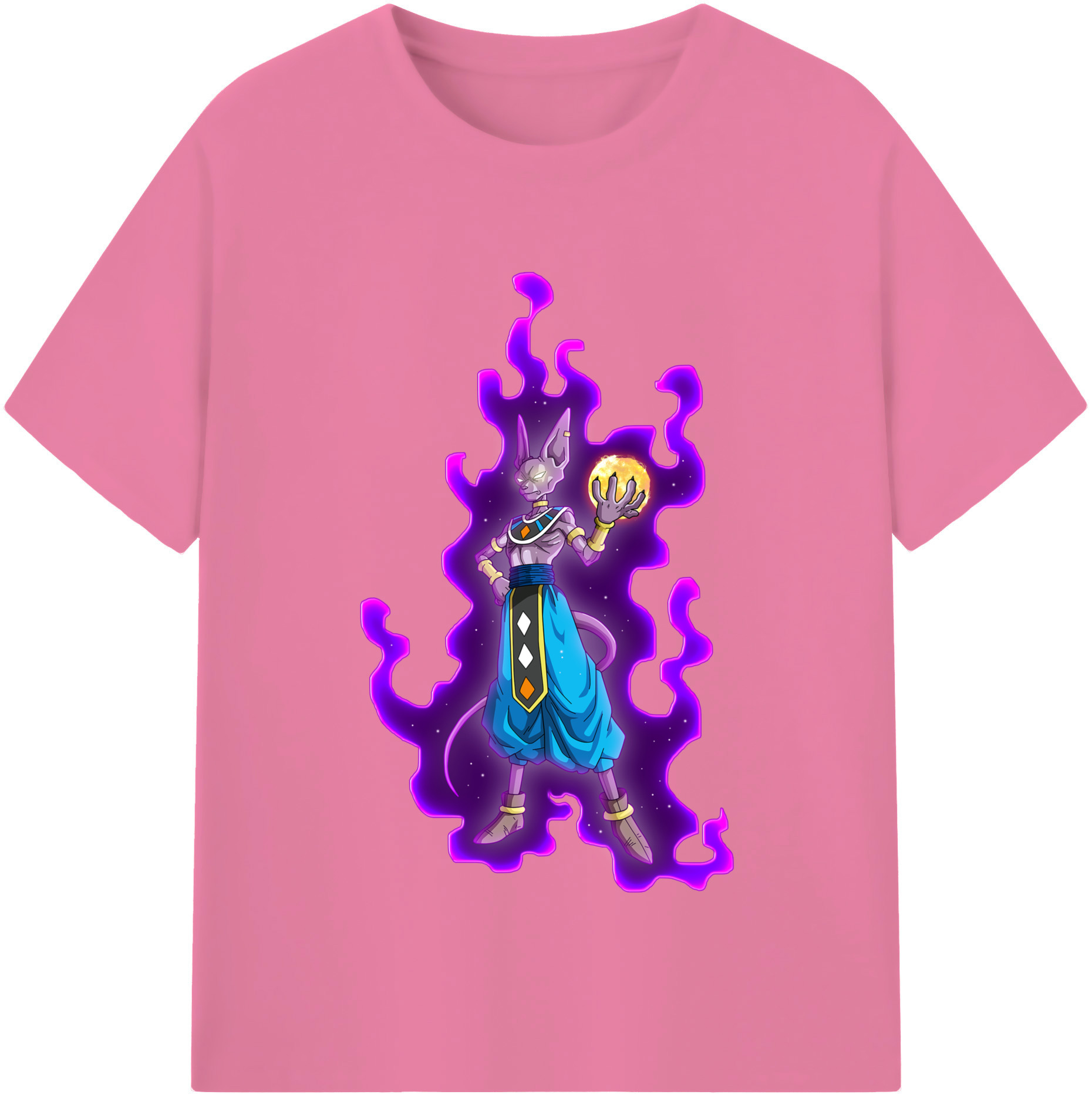 （画像用） ドラゴンボール ビルス 破壊神ビルス DRAGON BALL Beerus Birusu 綿100％半袖Tシャツ（フロントプリント）